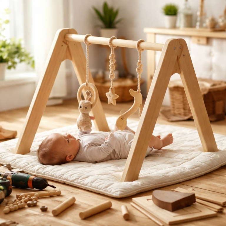 Baby gym en bois : fabriquer soi‑même une arche de jeu sûre et élégante